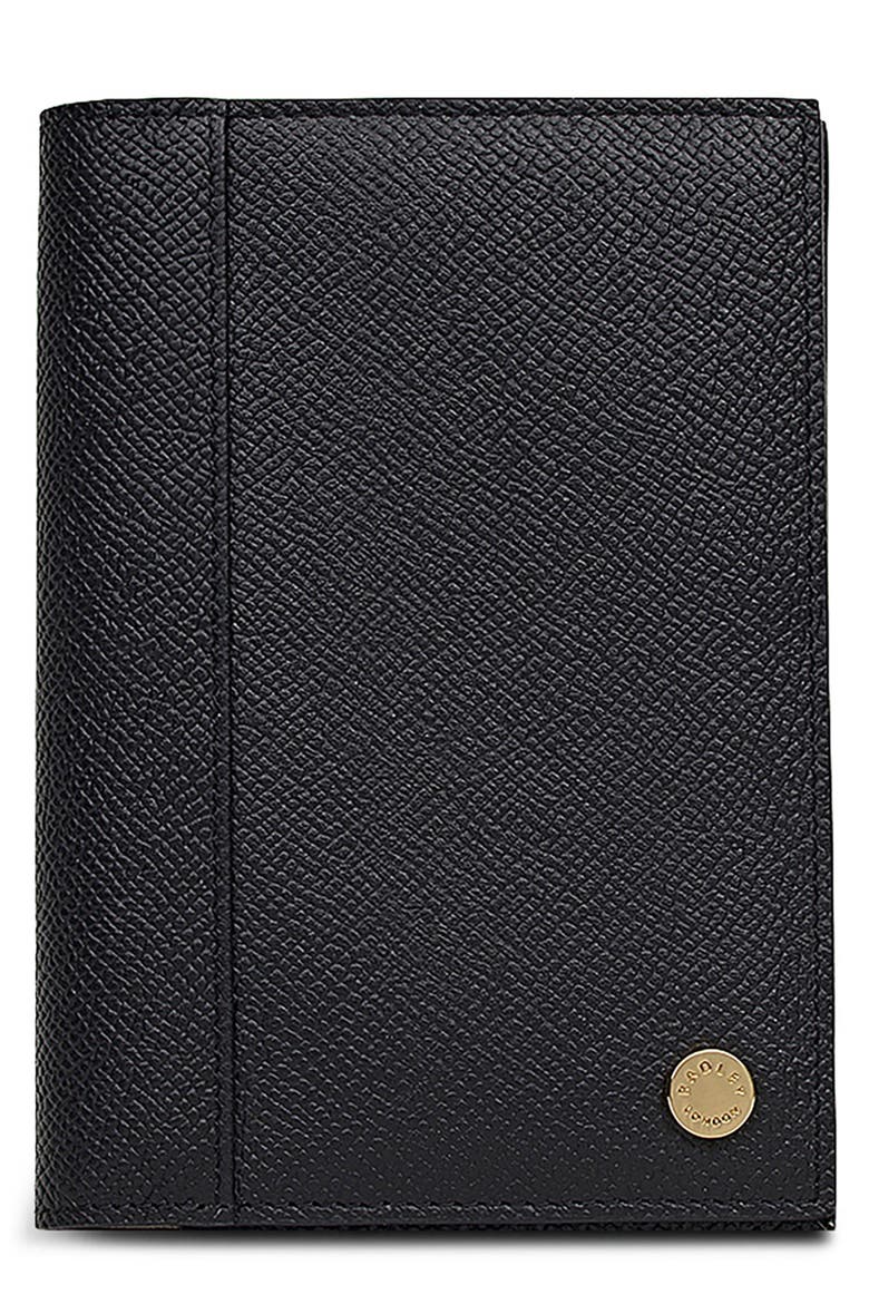 Halcomb Place Leather Passport Cover, Main, color, BLACK