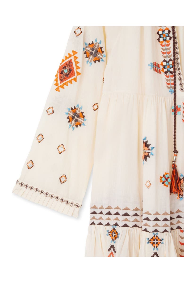 Fortela Arsia Navajo Crochet Caftano Dress, Alternate, color, Beige