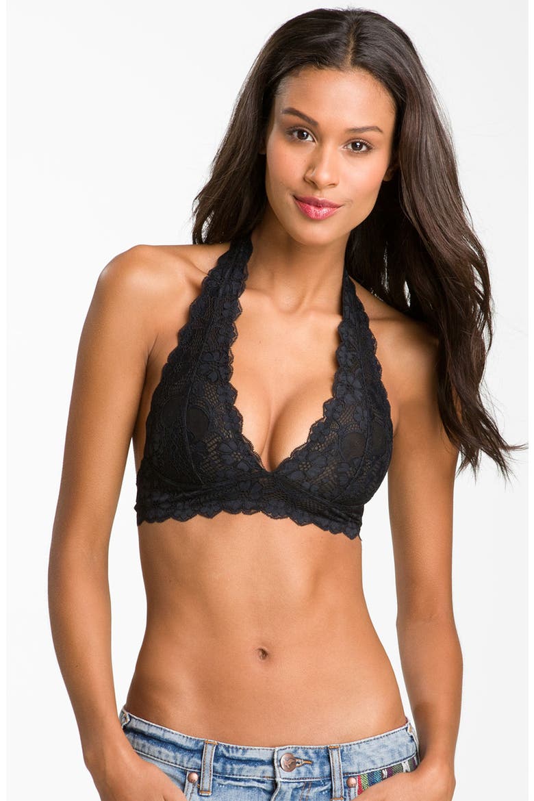 Lace Halter Bralette, Main, color, BLACK