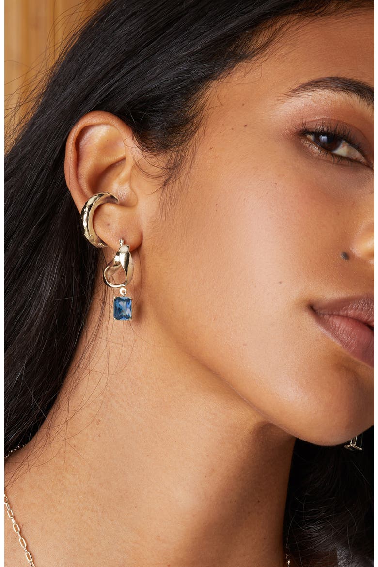 Infinity Hoop Earrings, Alternate, color, SILVER/ BLUE ZIRCON