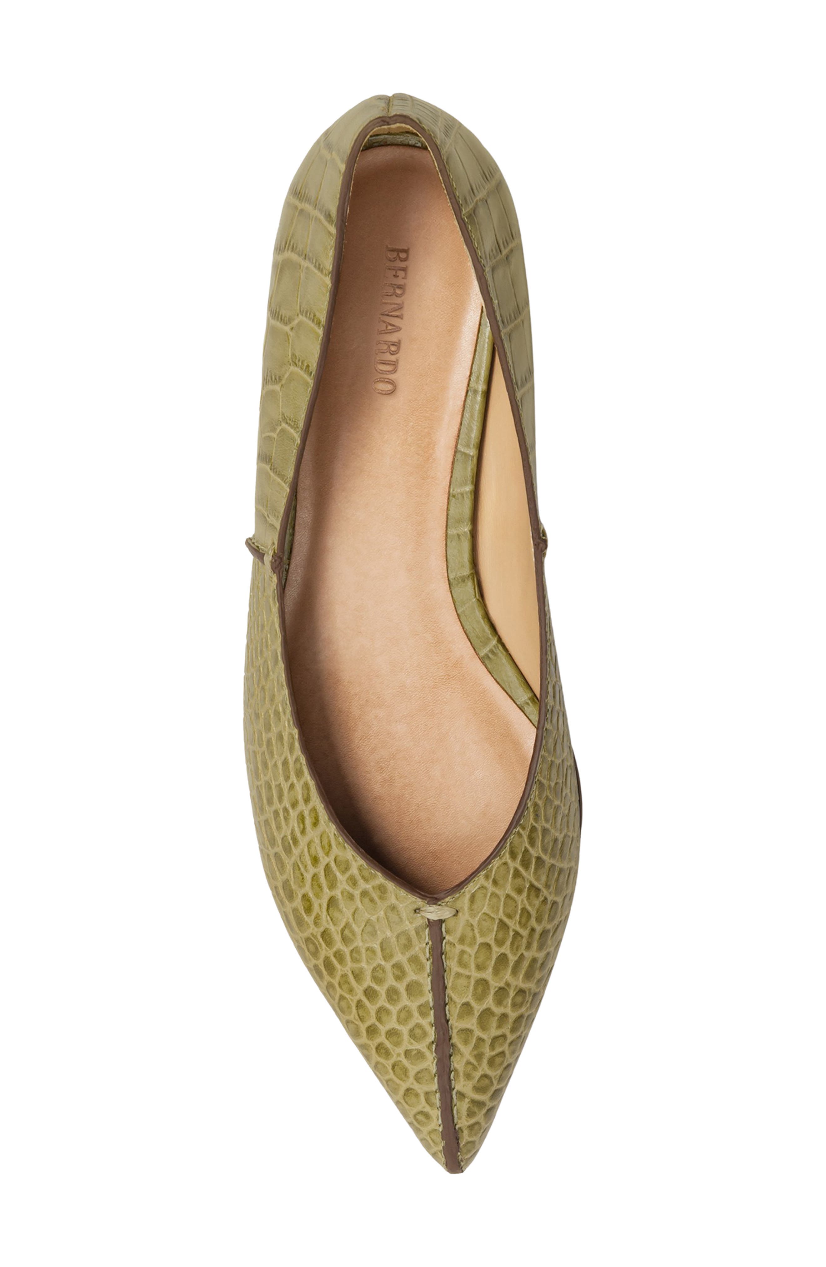 Lana Pointed Toe Flat, Alternate, color, OLIVE CROCO