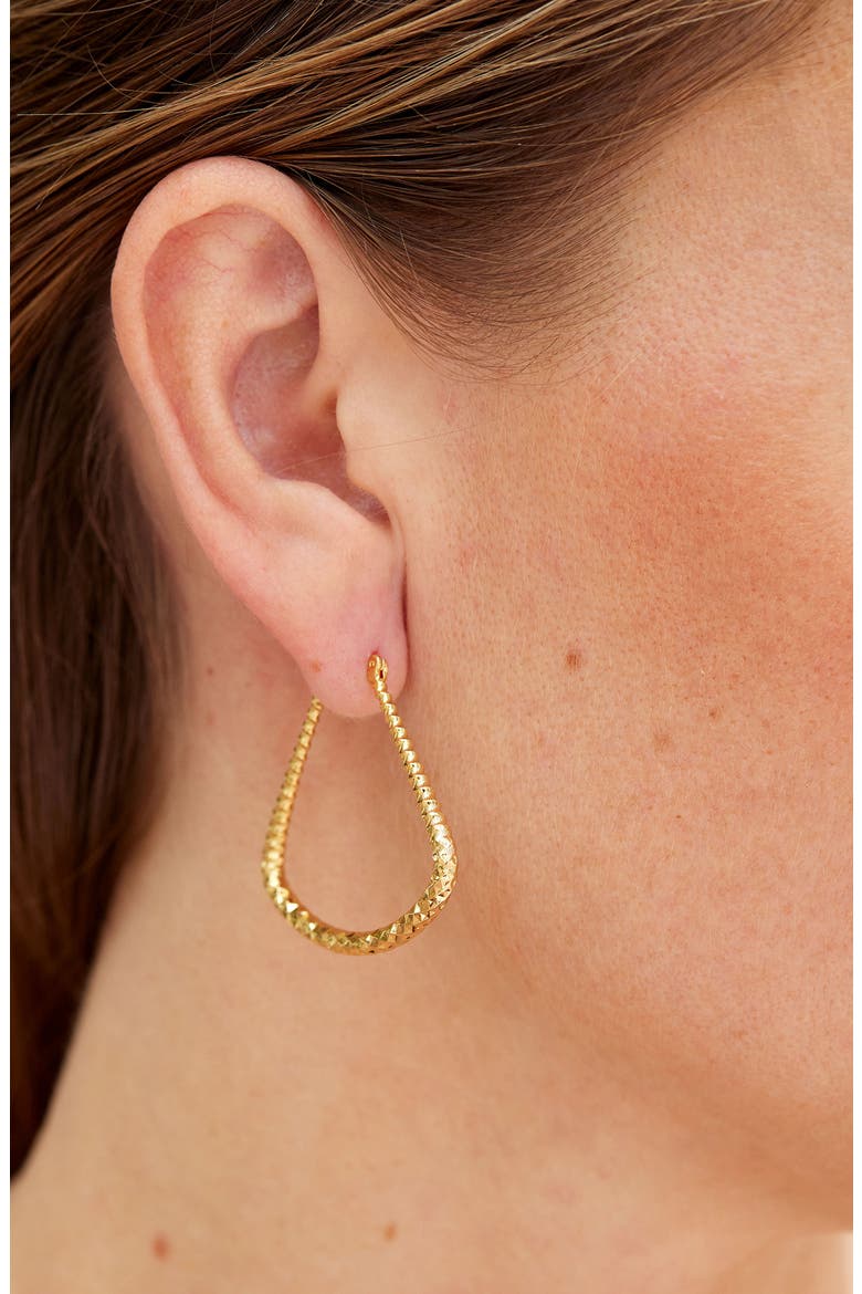 Diamond Cut Geometric Hoop Earrings, Alternate, color, GOLD