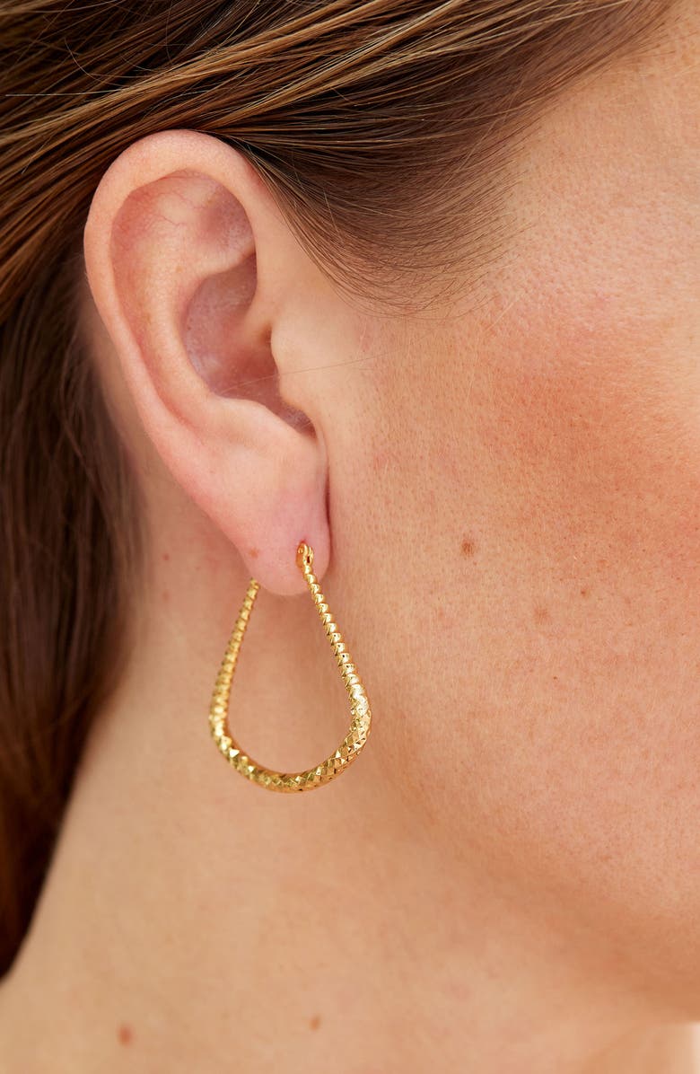 SAVVY CIE JEWELS Diamond Cut Geometric Hoop Earrings, Alternate, color, Gold