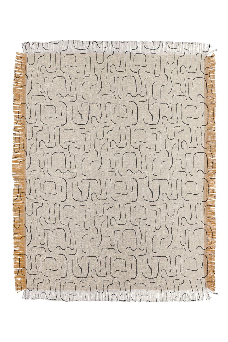 Iveta Abstract Lines Throw Blanket, Main, color, BEIGE