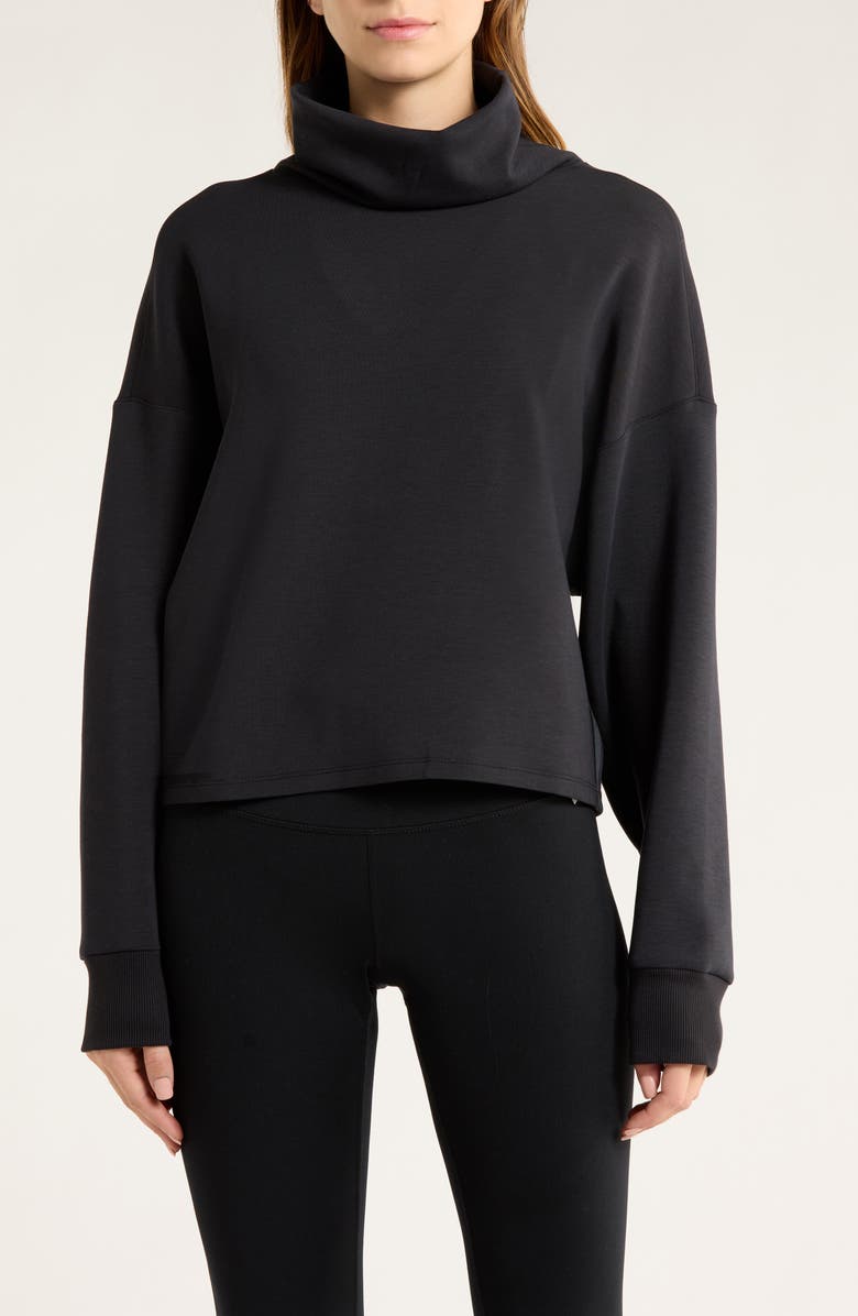 Rhone DreamGlow Mock Neck Top, Main, color, Pure Black Heather