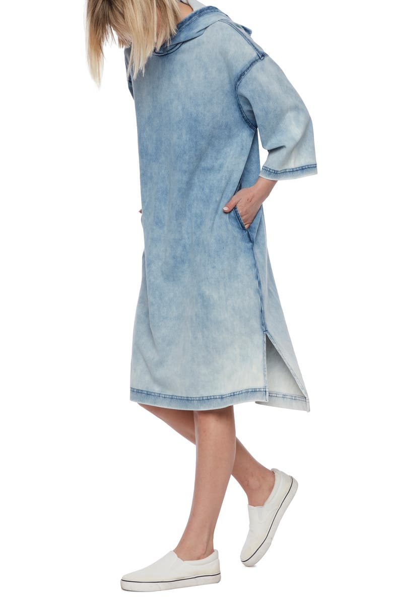 Wash Lab Denim Knit Hoodie Dress, Alternate, color,