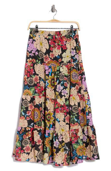 T Tahari Floral Eyelet Maxi Skirt