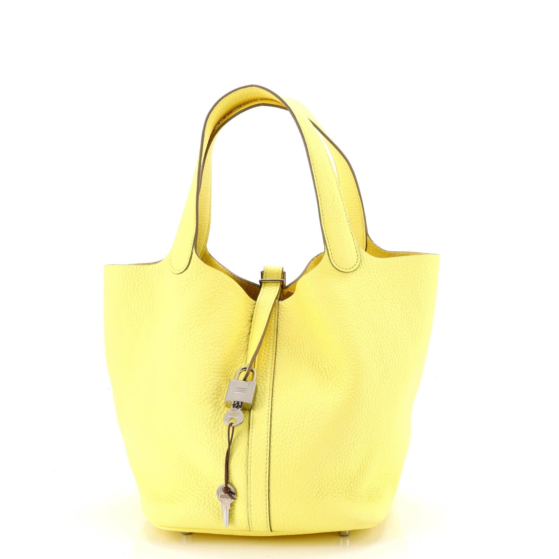 Pre-Owned Hermes Picotin Lock Bag Clemence MM, Main, color, Lime