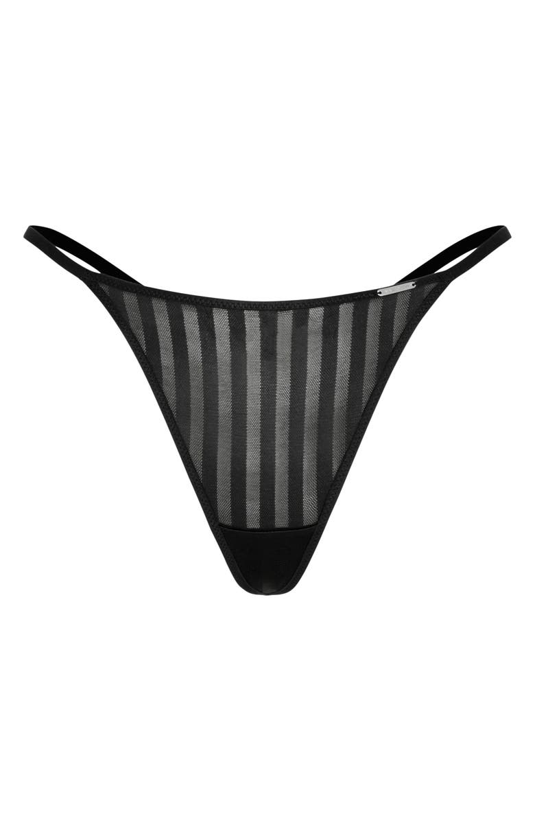 SAVAGE X FENTY Show 'n' Tell Stripe G-String, Alternate, color, Black Caviar