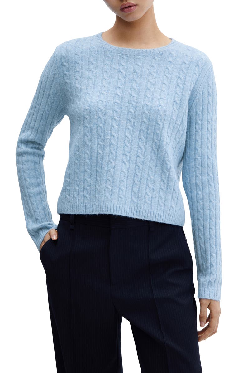 MANGO Crewneck Cable Sweater, Main, color, 