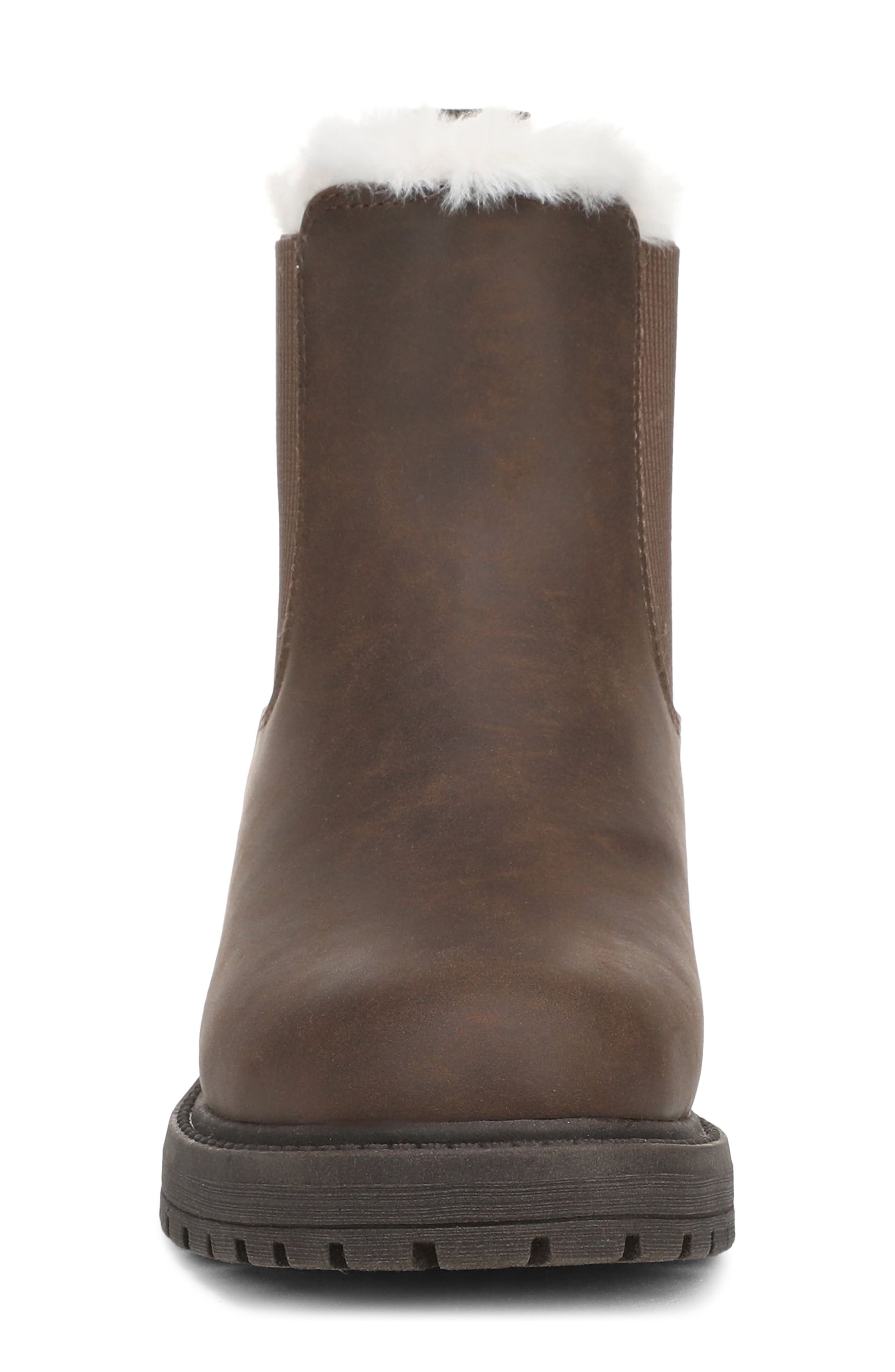 Amora Cozy Faux Leather Chelsea Boot, Alternate, color, CHOCOLATE FAUX LEATHER