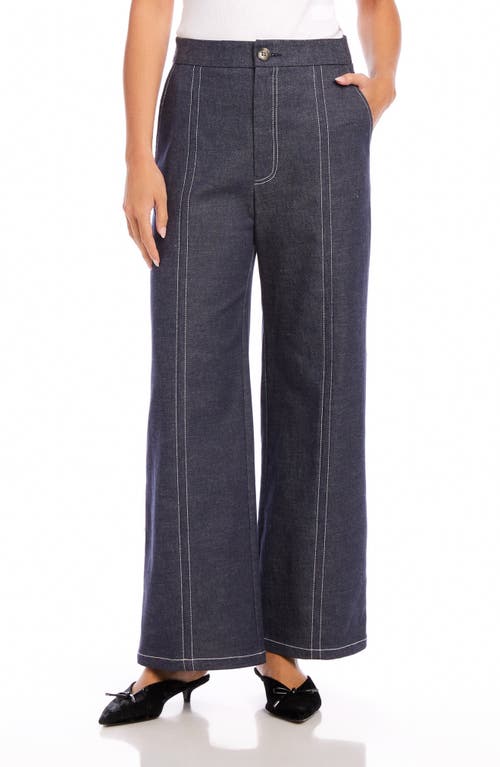 Fifteen Twenty Miles Wide Leg Stretch Cotton Twill Pants In Navy