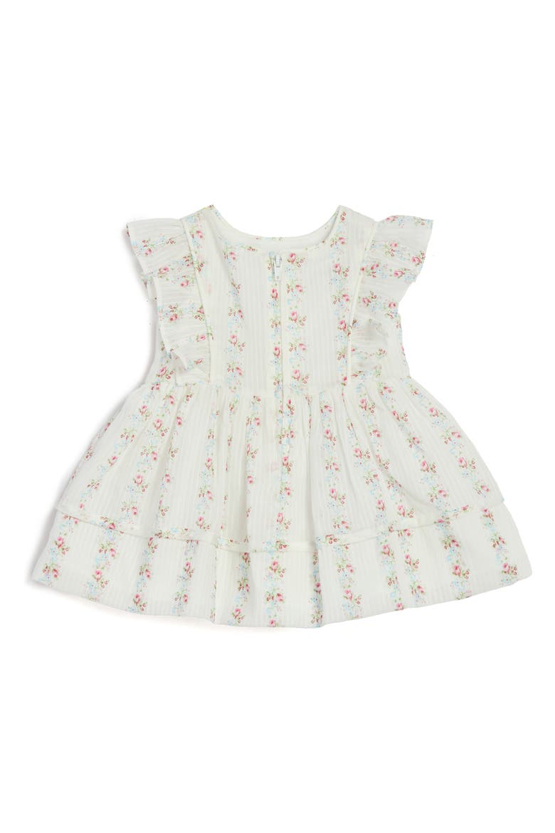 Floral Stripe Ruffle Dress & Bloomers Set, Alternate, color, WHITE