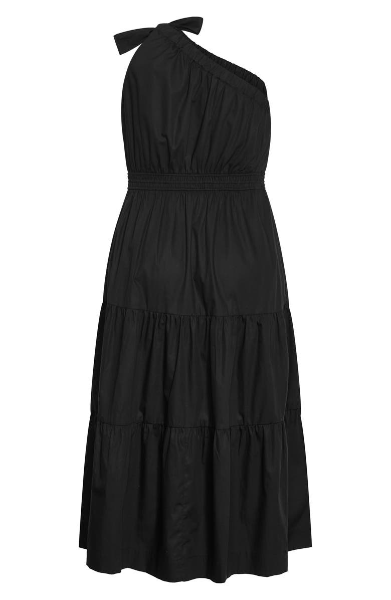 City Chic Haylee One-Shoulder Maxi Dress, Alternate, color, Black