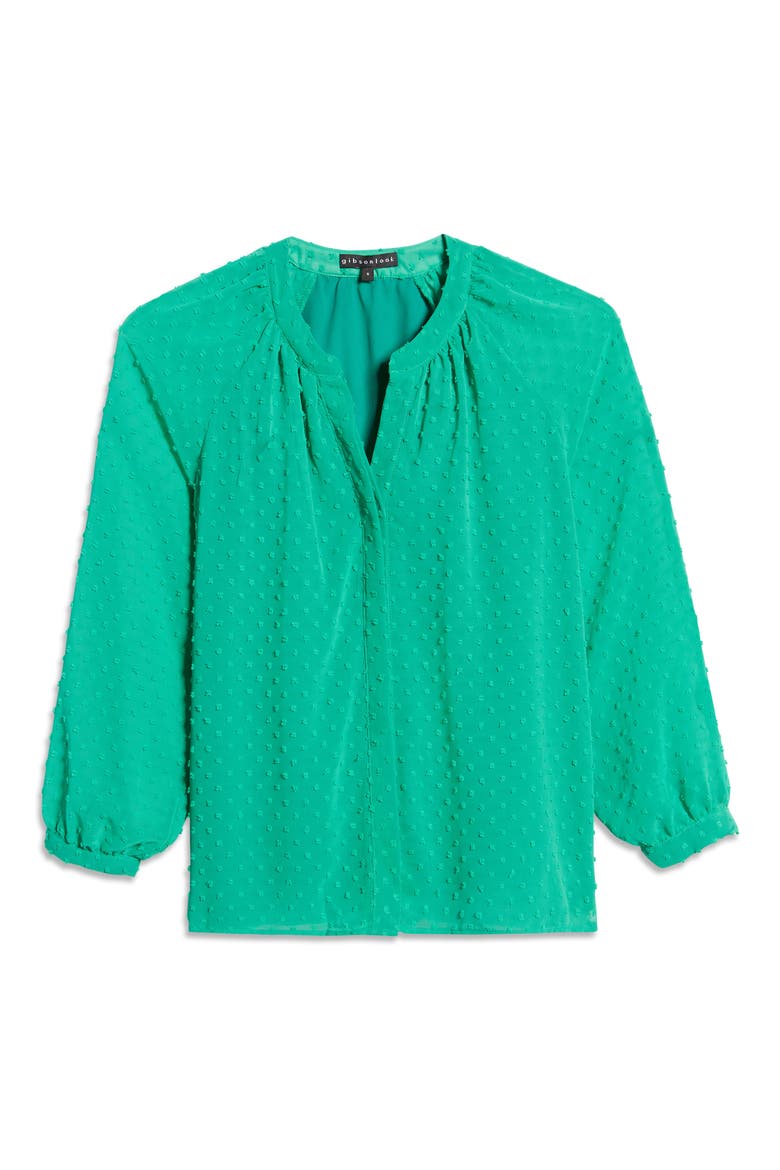 Gibson Swiss Dot Blouse, Alternate, color, GREEN