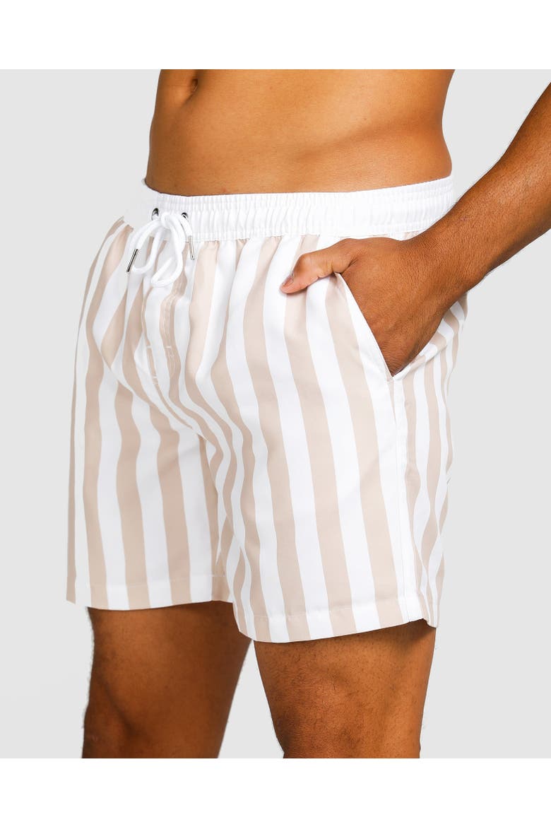 Ibiza Swim Short, Alternate, color, Pastel Brown & White Stripe