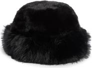 SURELL Faux Fur Cuff Bucket Hat