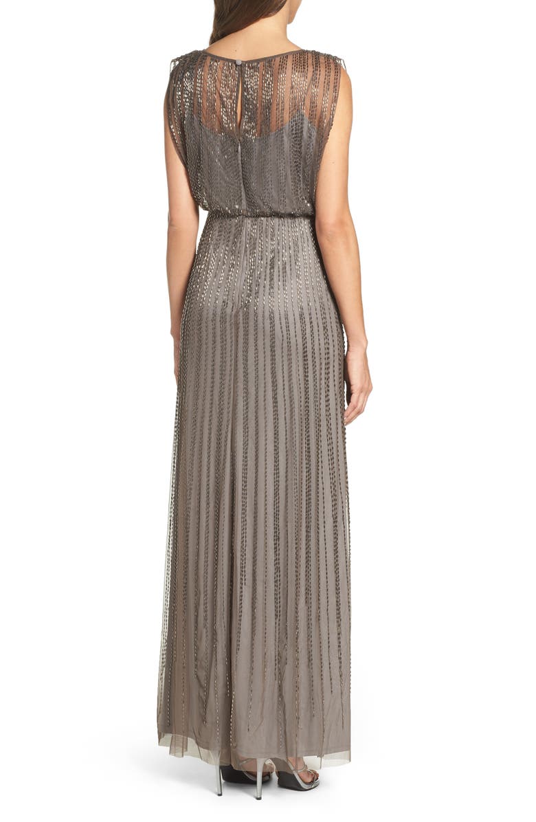 Adrianna Papell Beaded Mesh Blouson Gown, Alternate, color,