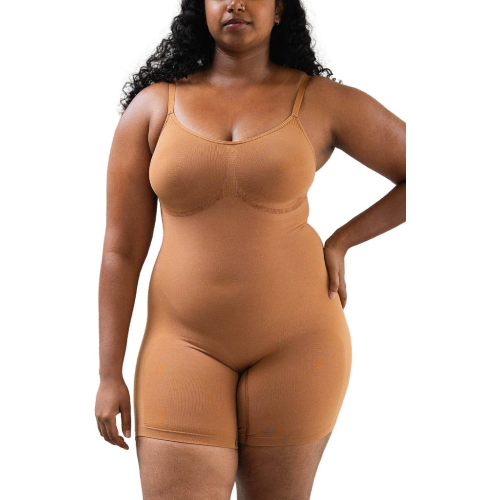 Proclaim Mid-thigh Plant-based Shapewear Bodysuit In Medium Nude