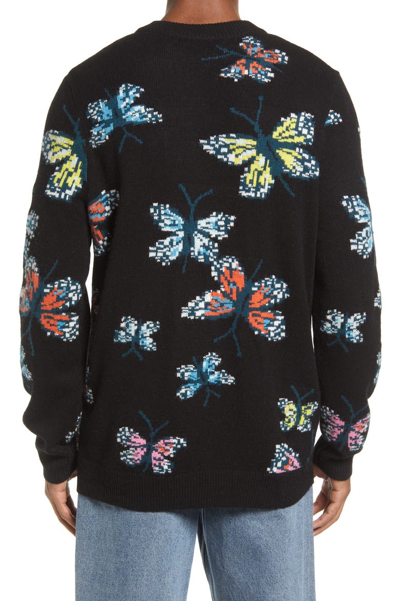 Cristina Martinez Gender Inclusive Varsity Cardigan, Alternate, color, BLACK BUTTERFLY BEAUTY