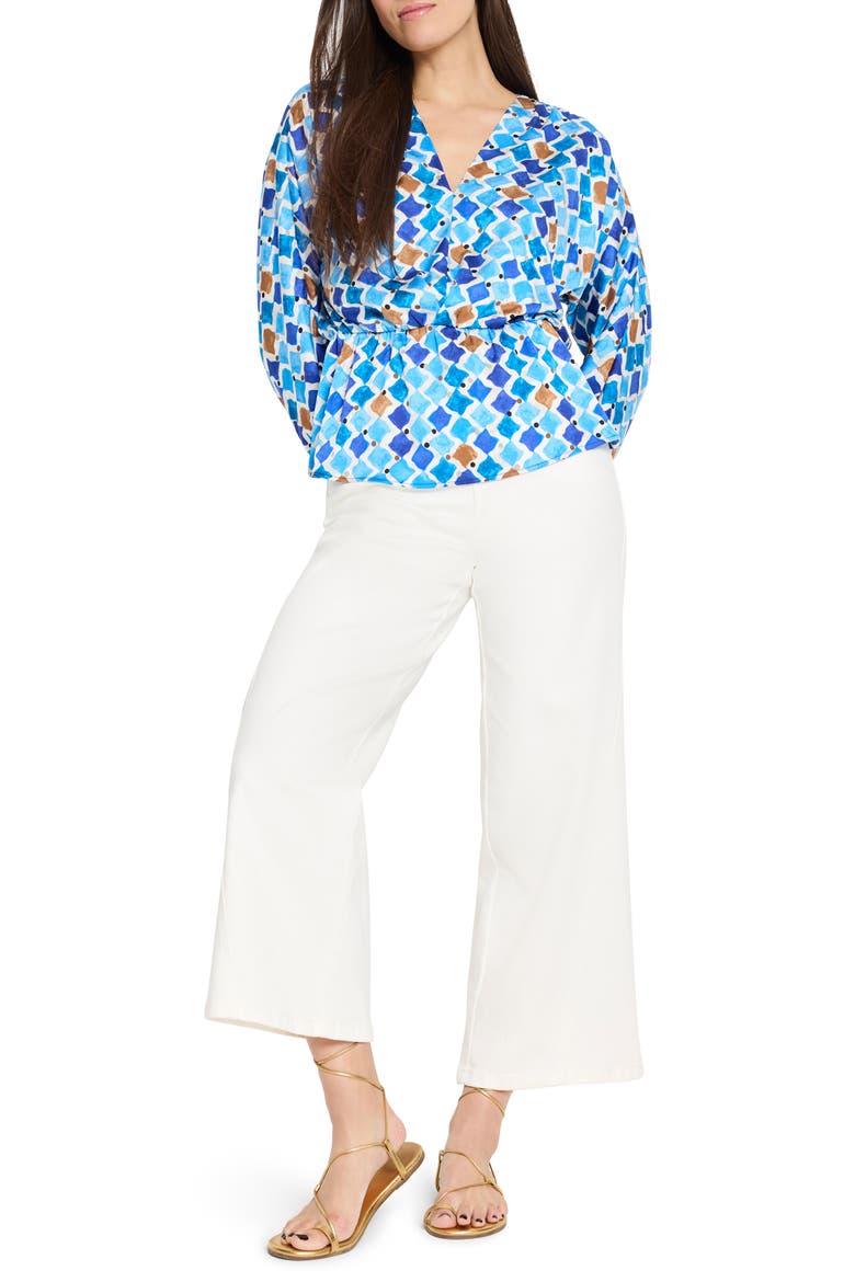 Sofia Mosaic Print Peplum Top, Alternate, color, BLUE MULTI