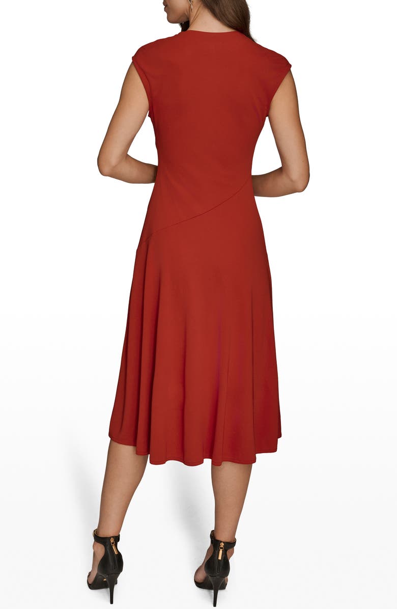 Donna Karan New York Faux Wrap Jersey Midi Dress, Alternate, color, Autumn Red
