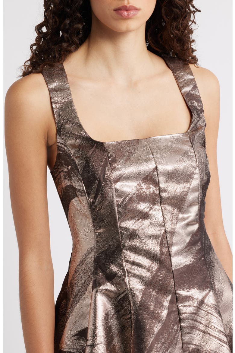Metallic Fit & Flare Minidress, Alternate, color, COFFEE BEAN