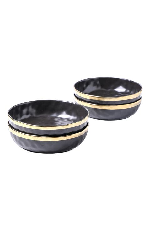 Florian Porcelain 4-Piece Pasta Bowl Set
