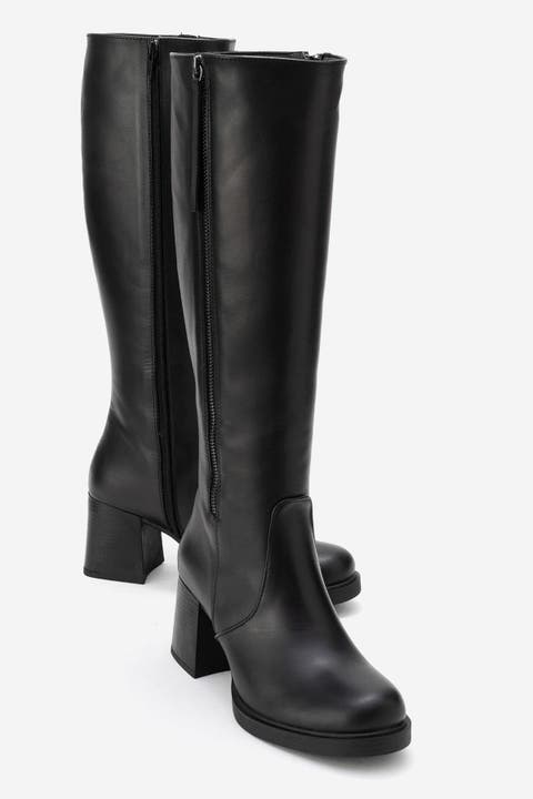 Lensa Leather Block Heel Boot (Women)