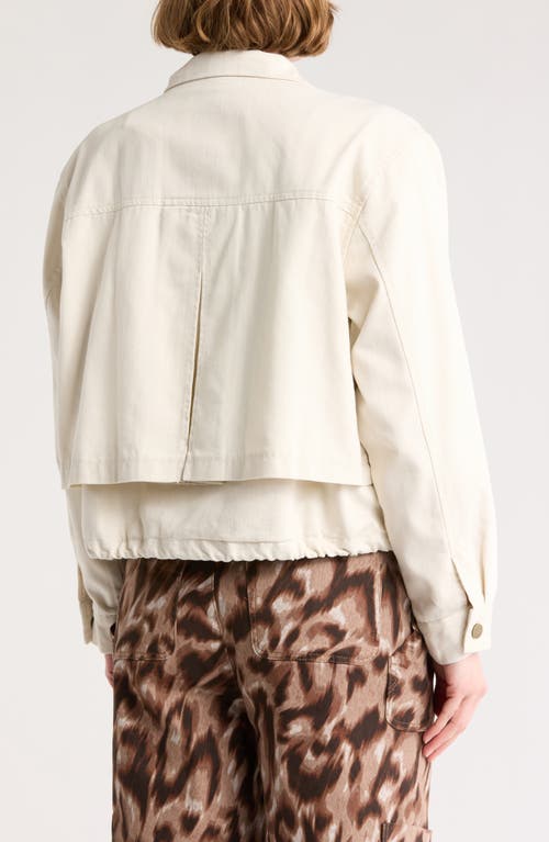 Democracy Double Layer Denim Bomber Jacket In Blanched Almond