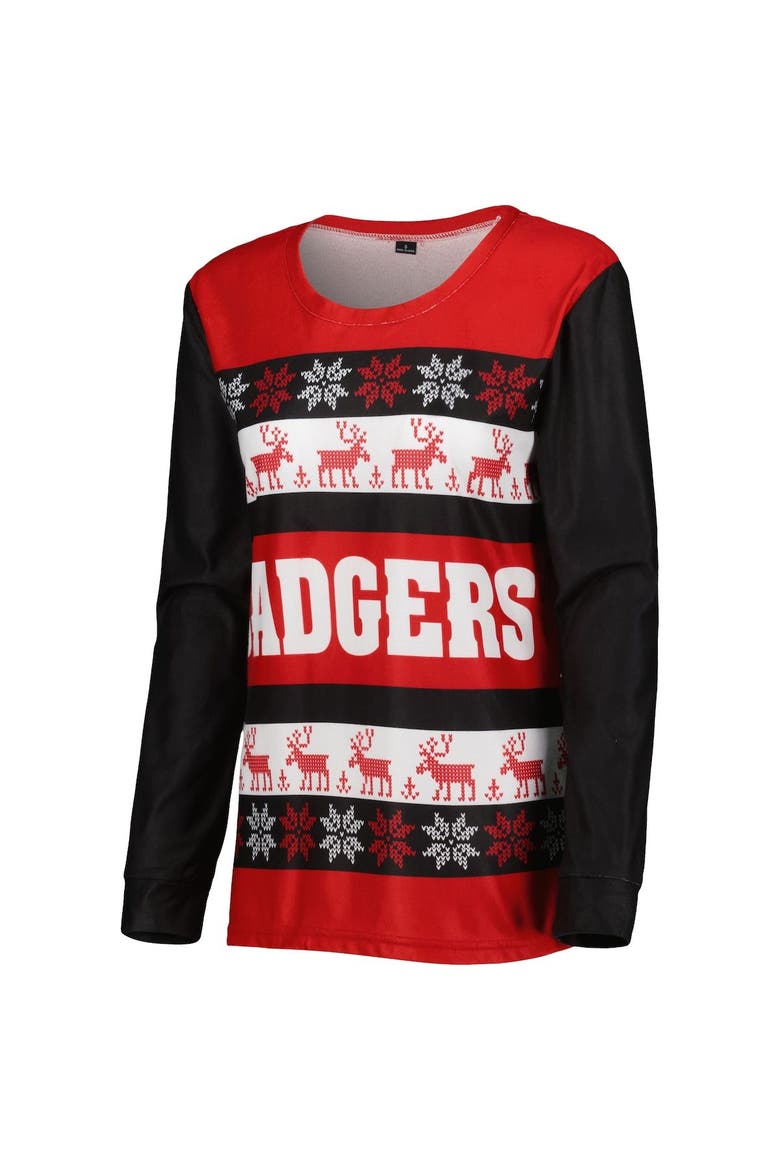 Women's FOCO Red Wisconsin Badgers Ugly Long Sleeve T-Shirt & Pajama Pants Sleep Set, Alternate, color, Red