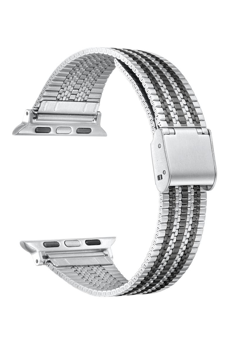 Eliza Stainless Steel Apple Watch® Watchband, Alternate, color, SILVER/BLACK