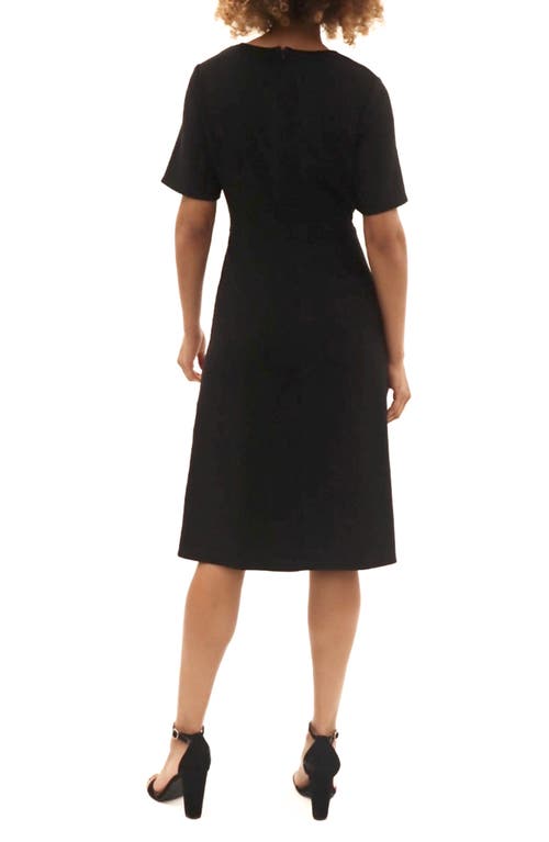 Maggy London Short Sleeve Twisted Overlay Midi Dress