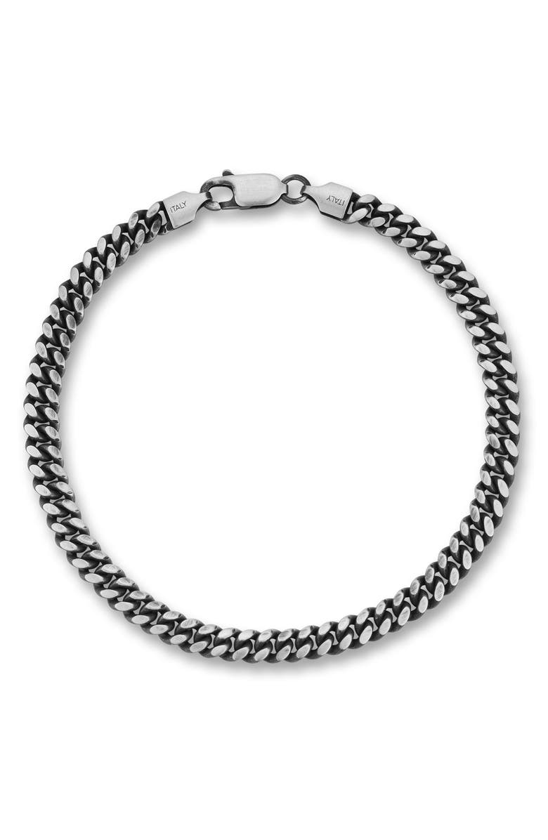 Yield of Men Oxidized 5mm Curb Chain Bracelet, Main, color, Silver
