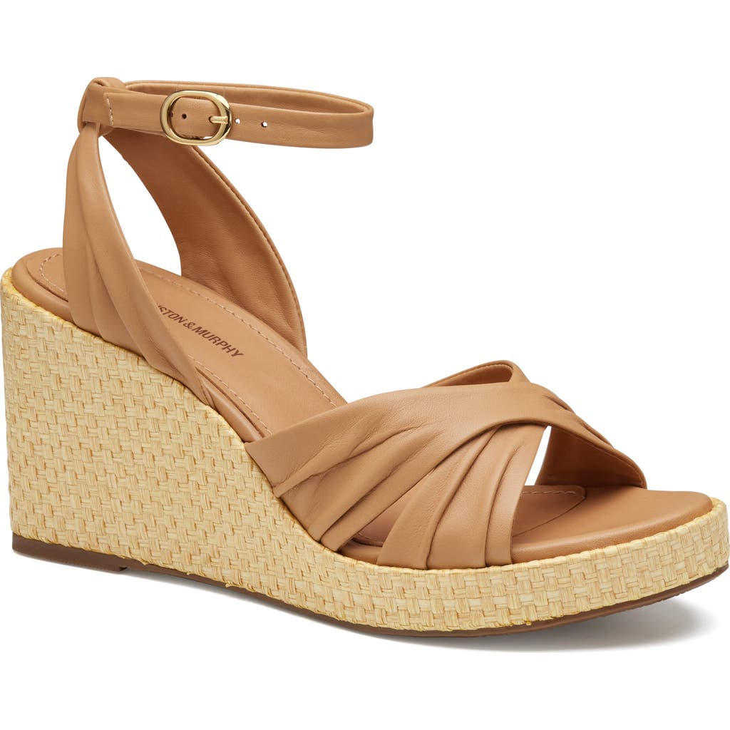 Johnston & Murphy Marcia Platform Wedge Sandal (women) In Tan Glove Leather