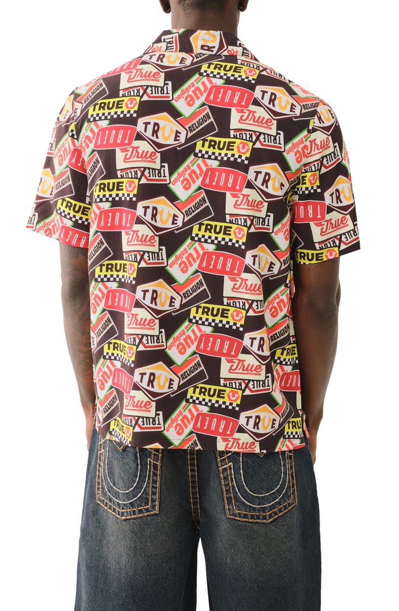 True Religion All Love Camp Shirt, Alternate, color, Black Yellow White