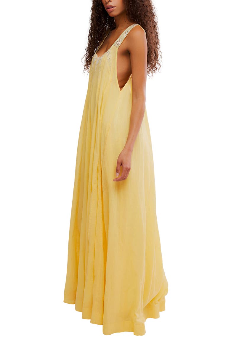 Free People To the Moon Midi Dress, Alternate, color, Golden Haze