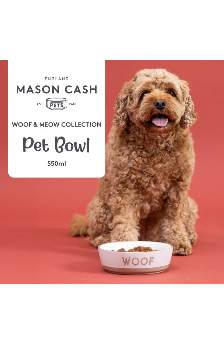 MASON CASH Woof Dog Bowl, 5.9 Inch, 18.6oz, Cream & Tan, Alternate, color, Multicolored
