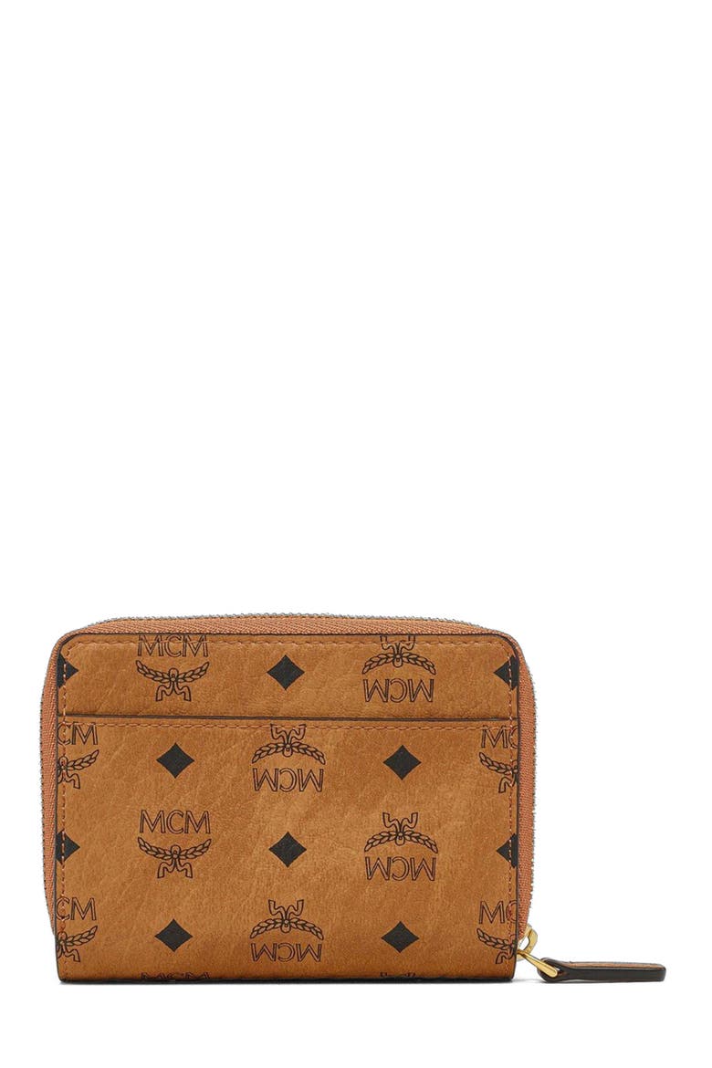 Aren Brass Plate Wallet in Visetos, Alternate, color, Cognac