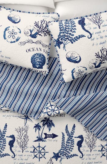 Nautical Print Reversible Microfiber Quilt Set