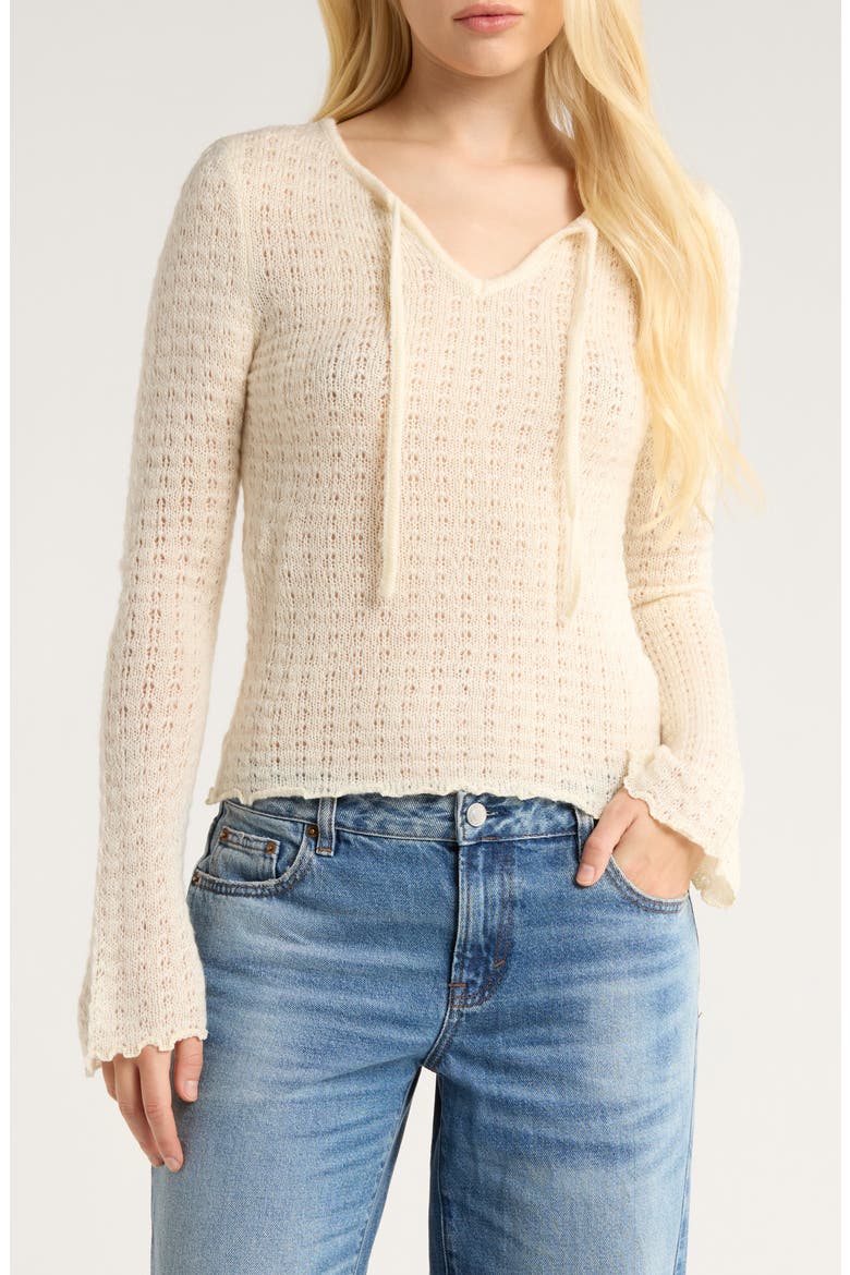 Diana Pointelle Sweater, Main, color, IVORY