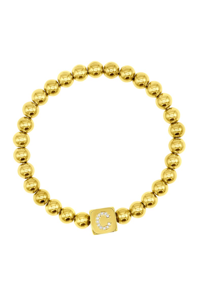 Crystal Initial Stretch Bracelet, Main, color, GOLD-C
