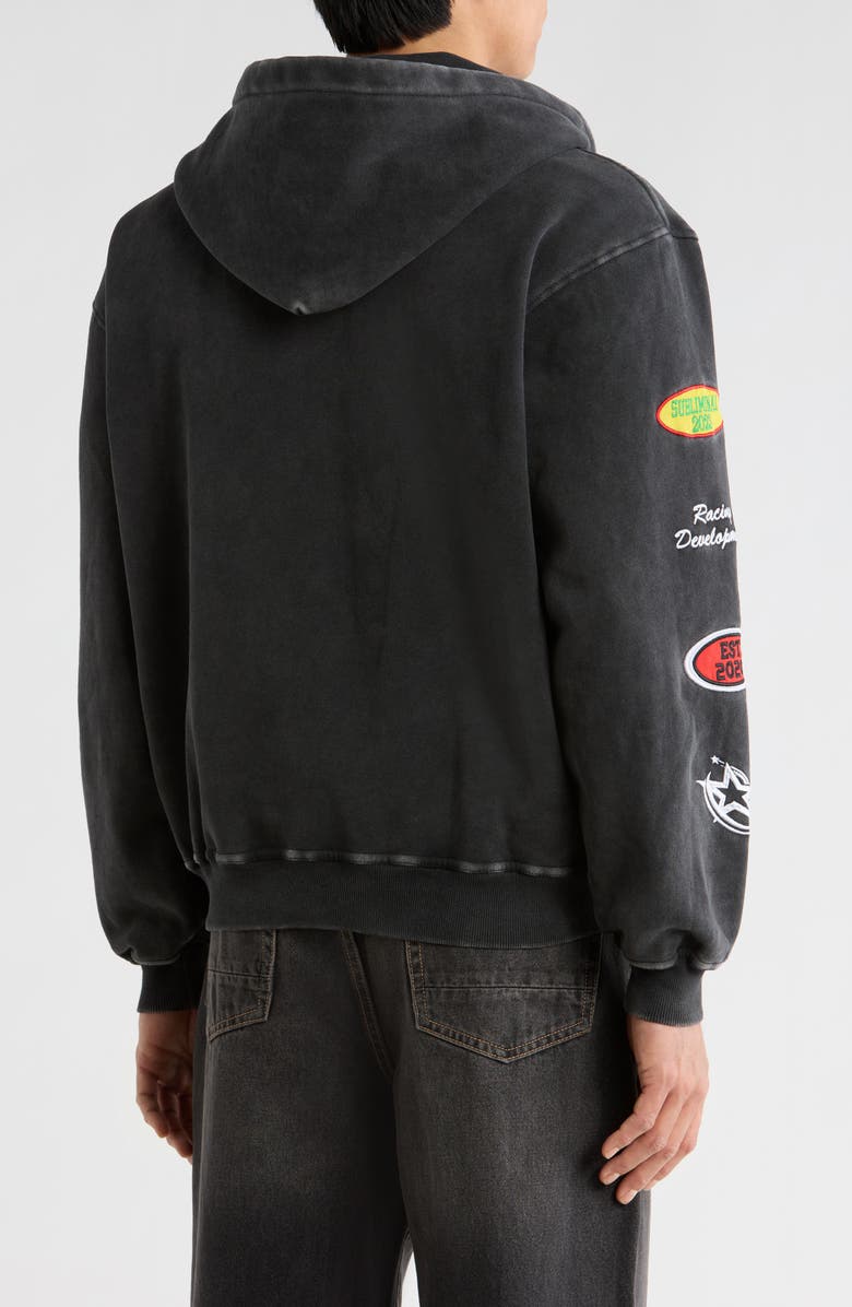 PacSun Subliminal Racing Zip Hoodie, Alternate, color, Black