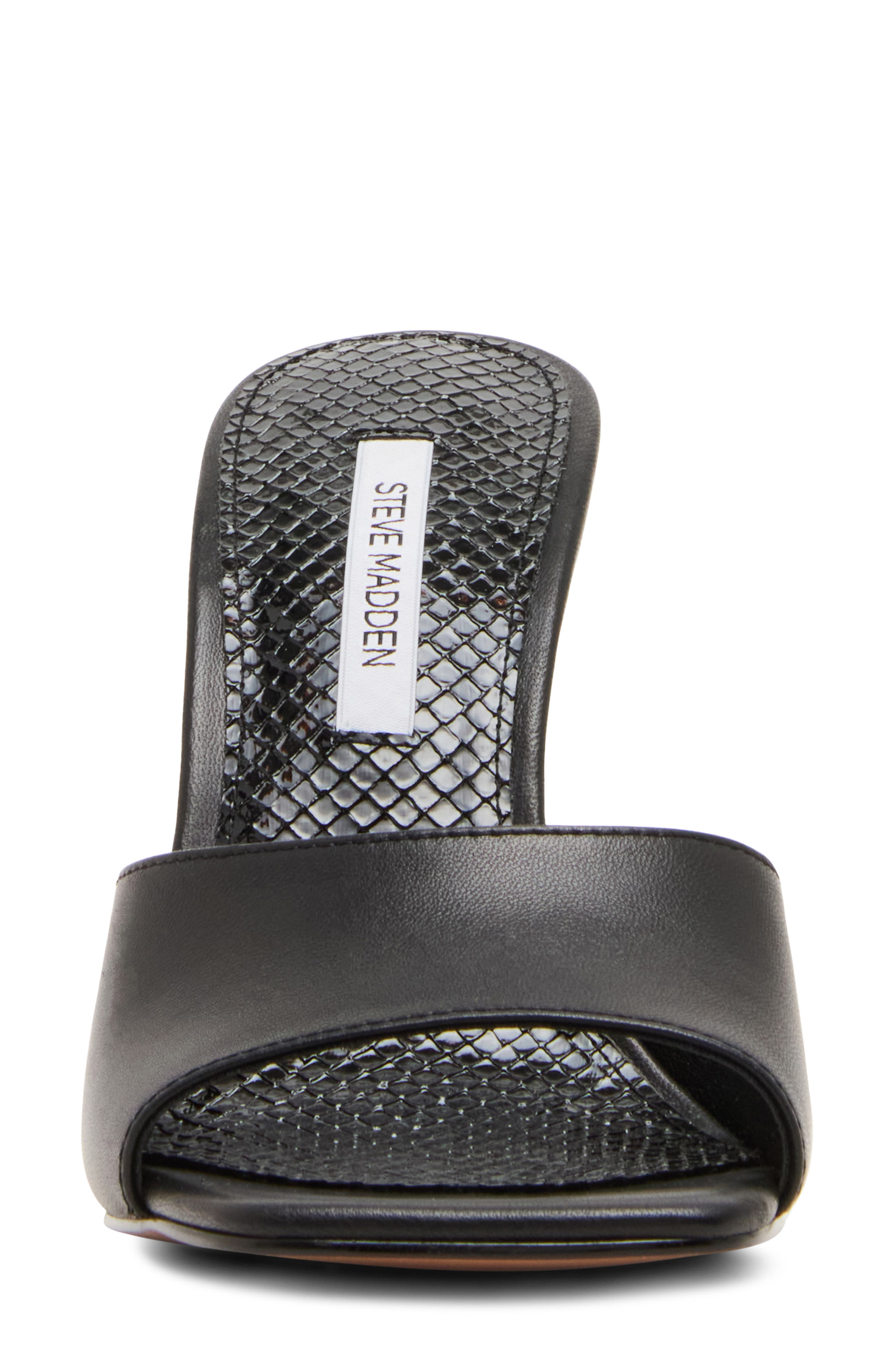 Steve Madden Sia Statement Heel Slide Sandal, Alternate, color, Black