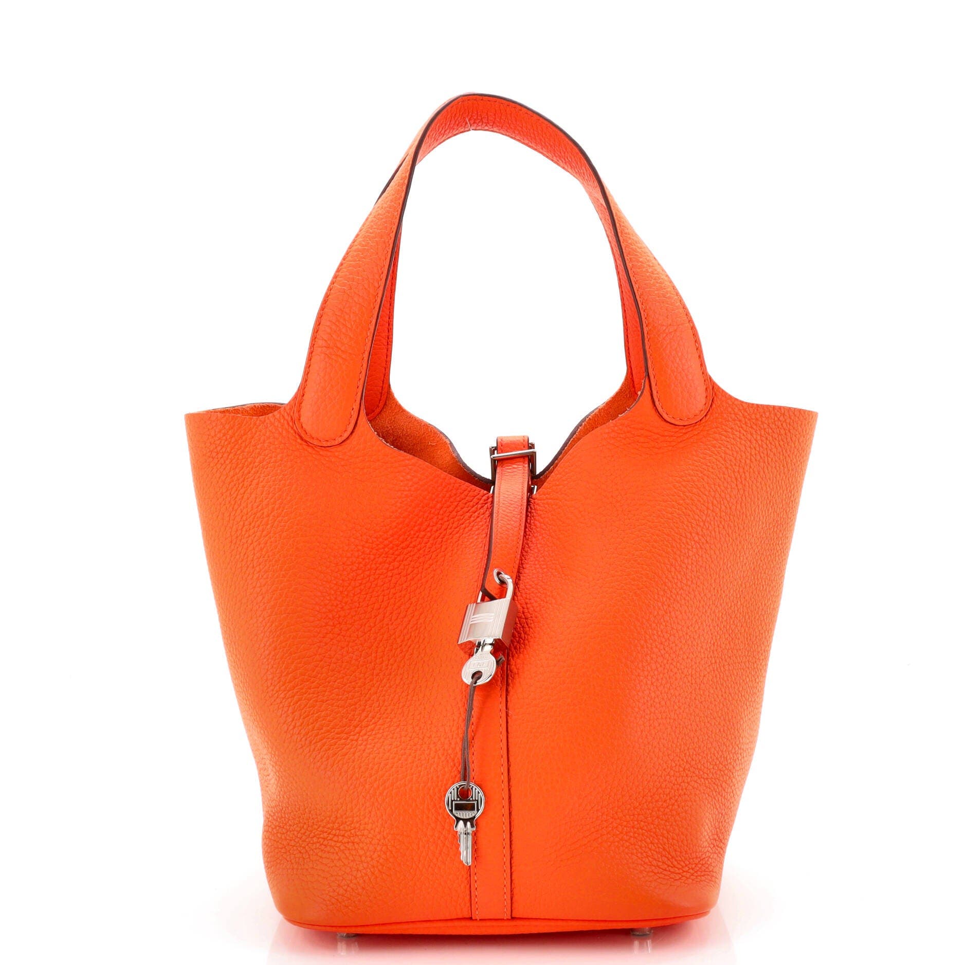 Pre-Owned Hermes Picotin Lock Bag Clemence MM, Main, color, Orange Minium
