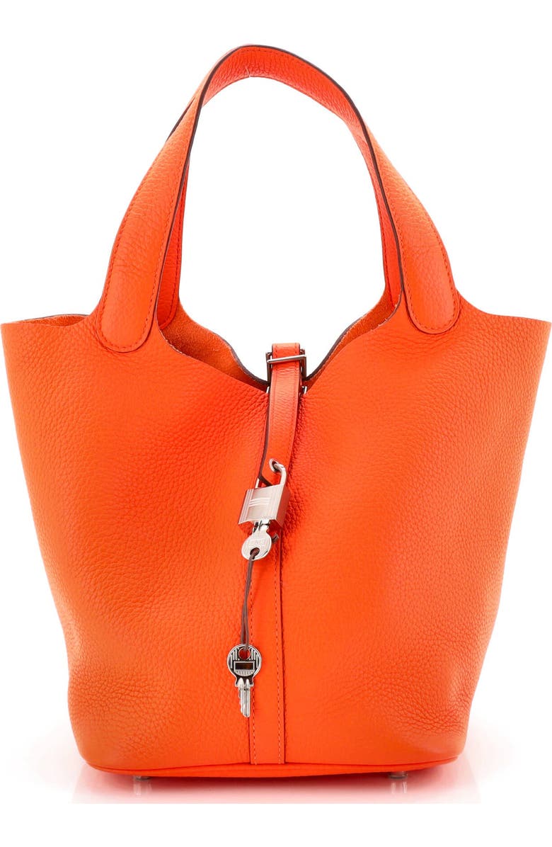 Pre-Owned Hermes Picotin Lock Bag Clemence MM, Main, color, Orange Minium