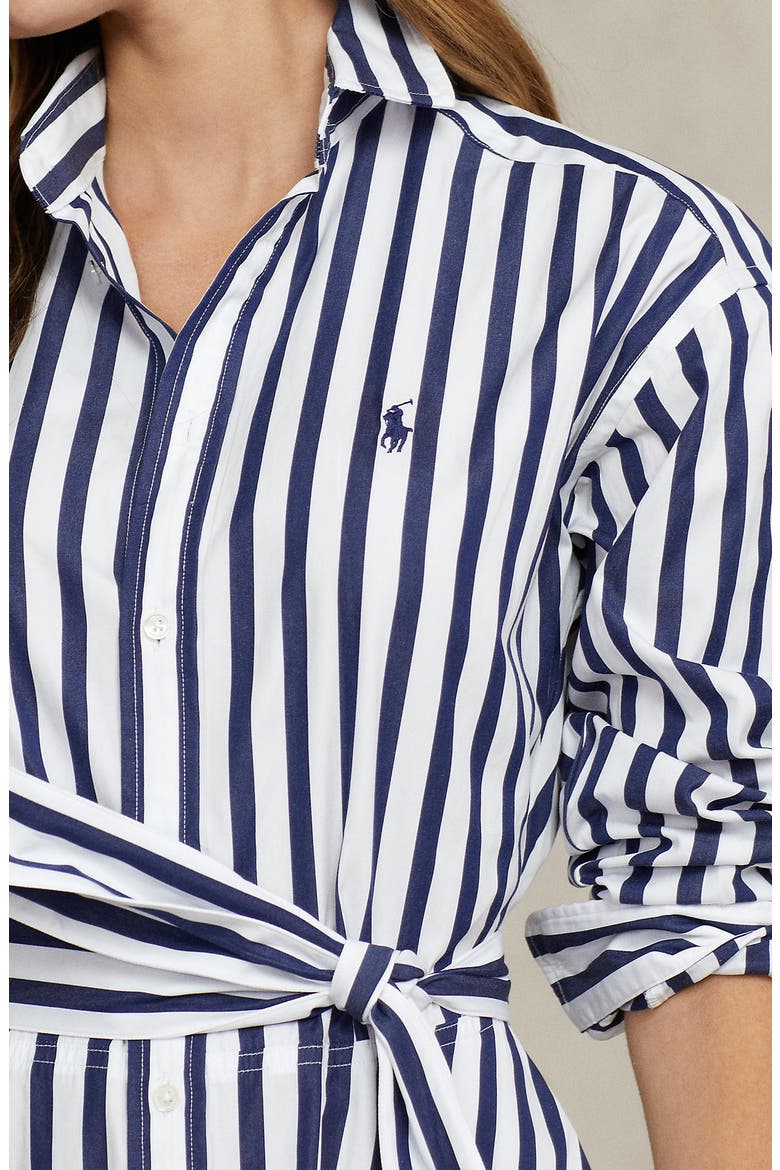 Stripe Long Sleeve Cotton Shirtdress, Alternate, color, 970A NAVY/WHITE