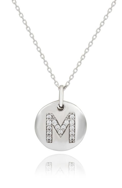 Cubic Zirconia Initial Disc Pendant Necklace