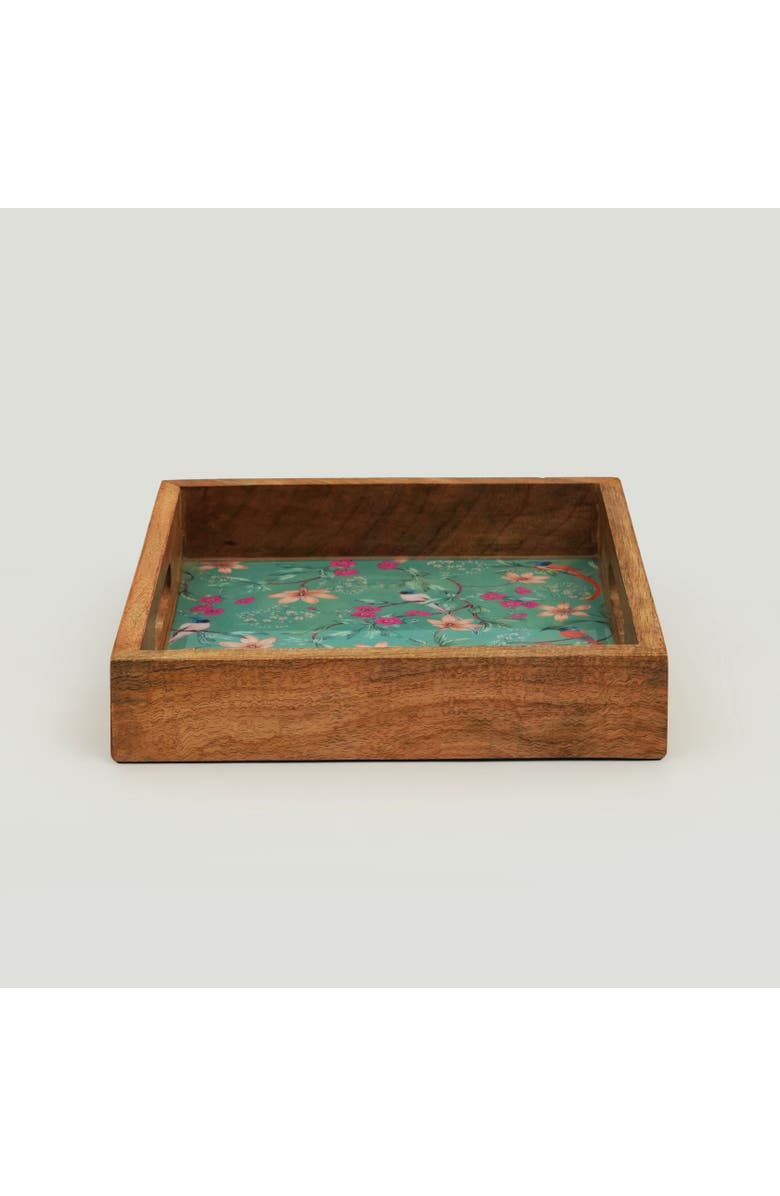 Mela Artisans Aqua Flora Inlay Tray, Alternate, color, Aqua Flora