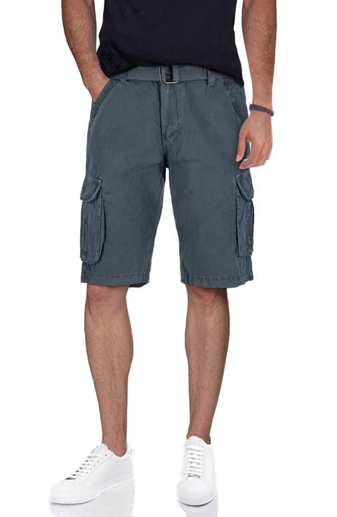 Belted Cotton Twill Cargo Shorts